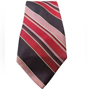 ❤️VINTAGE Marshall Fields Elegant Striped Tie - Cranberry, Navy, Cream and Plum